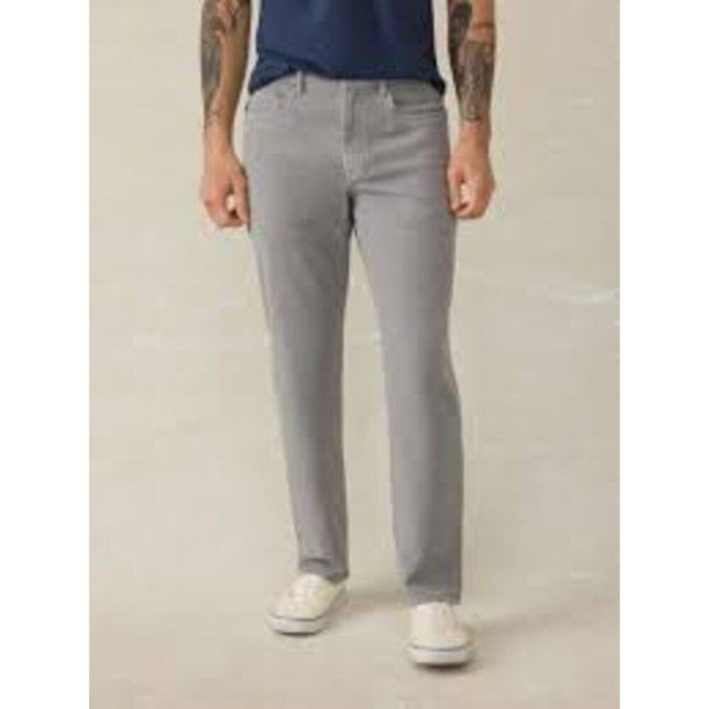 Faherty Jeans Mens 34x32  Gray Slim Straight Terry 5 Pocket Stretch Preppy